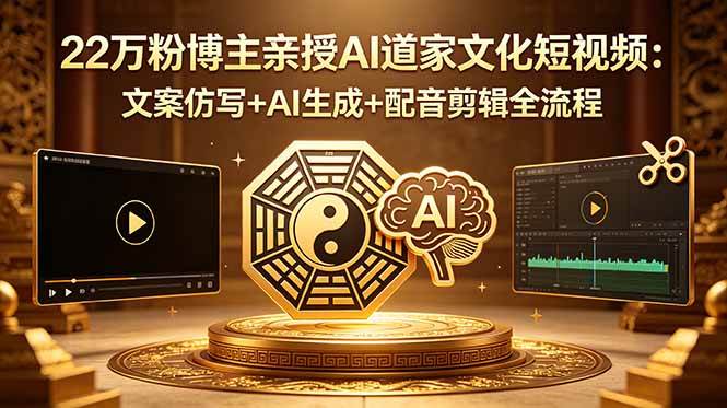 （18580期）22万粉博主亲授AI道家文化短视频：文案仿写+AI生成+配音剪辑全流程-佳佳云创网