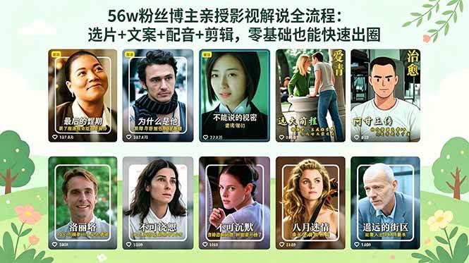 （18579期）56万粉丝博主亲授影视解说全流程：选片+文案+配音+剪辑，零基础也能快速出圈-佳佳云创网