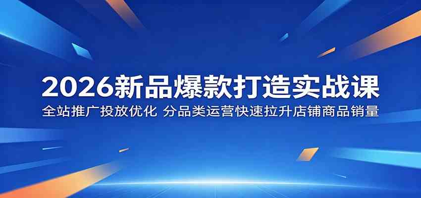 2026新品爆款打造实战课：全站推广投放优化，分品类运营快速拉升店铺商品销量-佳佳云创网