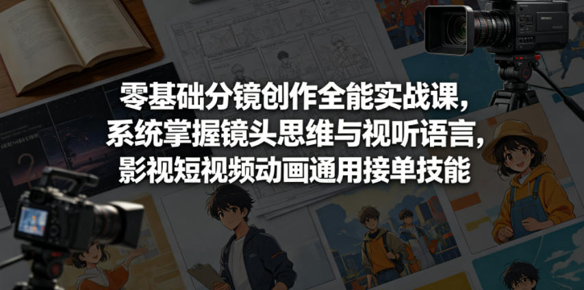 零基础分镜创作全能实战课，系统掌握镜头思维与视听语言，影视短视频动画通用接单技能-佳佳云创网