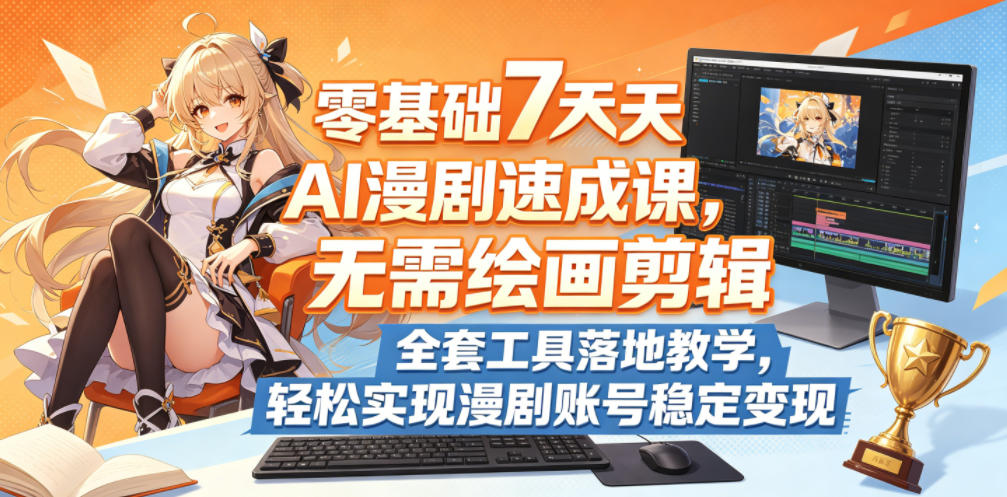 零基础7天AI漫剧速成课，无需绘画剪辑，全套工具落地教学，轻松实现漫剧账号稳定变现-佳佳云创网