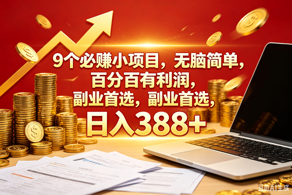 （18597期）9个必赚钱的小项目，百分百赚米，无脑简单，副业首选，日入388+-佳佳云创网