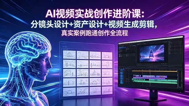 （18596期）AI视频实战创作进阶课：分镜头设计+资产设计+视频生成剪辑，真实案例跑通创作全流程-佳佳云创网