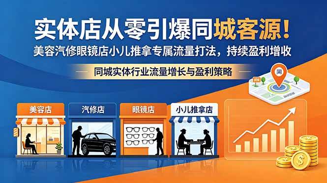 （18592期）实体店从零引爆同城客源！美容汽修眼镜店小儿推拿专属流量打法，持续盈利增收-佳佳云创网
