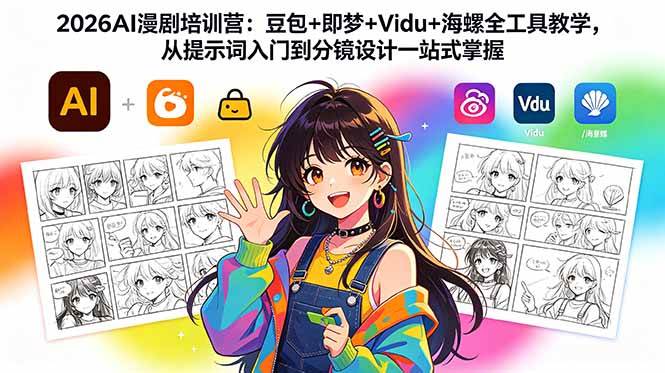 （18607期）2026AI漫剧培训营：豆包+即梦+Vidu+海螺全工具教学，从提示词入门到分镜设计一站式掌握-佳佳云创网