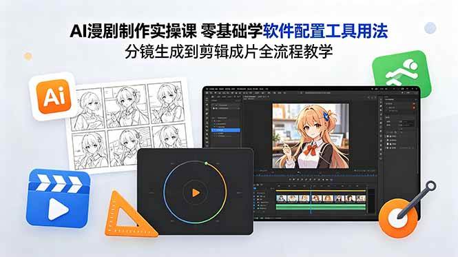 （18605期）AI漫剧制作实操课 零基础学软件配置工具用法 分镜生成到剪辑成片全流程教学-佳佳云创网