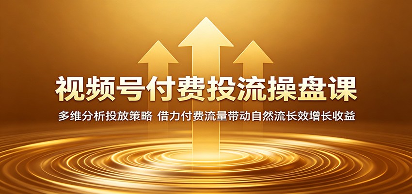 视频号付费投流操盘课：多维分析投放策略，借力付费流量带动自然流长效增长收益-佳佳云创网