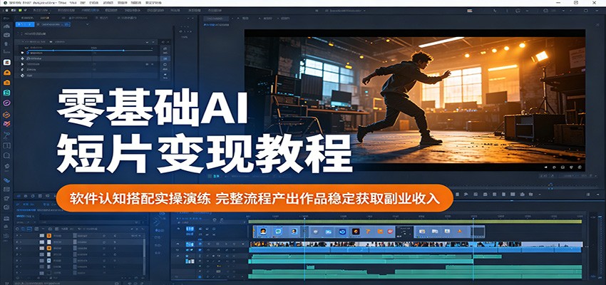 零基础AI短片变现教程：软件认知搭配实操演练，完整流程产出作品稳定获取副业收入-佳佳云创网