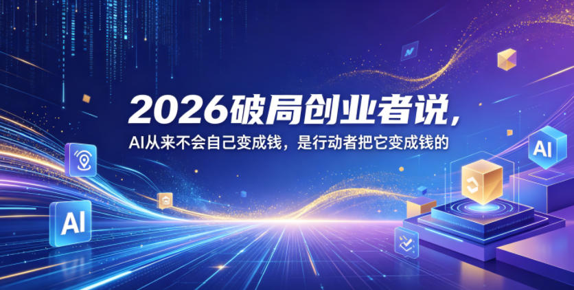 2026破局创业者说，AI从来不会自己变成钱，是行动者把它变成钱的【文档】-佳佳云创网