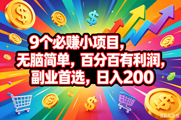 （18623期）9个必赚钱的小项目，百分百会赚米，无脑简单，副业首选，日入200+-佳佳云创网