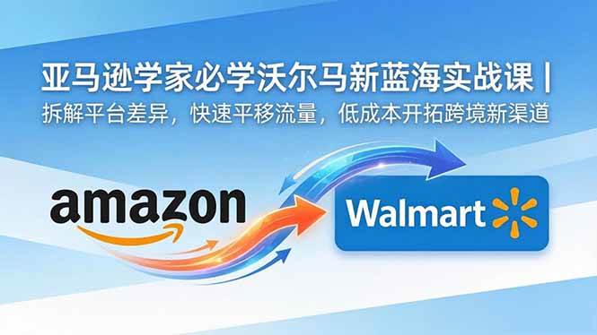 （18635期）亚马逊卖家必学沃尔玛新蓝海实战课｜拆解平台差异，快速平移流量，低成本开拓跨境新渠道-佳佳云创网