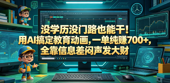 没学历没门路也能干！用AI搞定教育动画，一单纯賺700+，全靠信息差闷声发大财【揭秘】-佳佳云创网