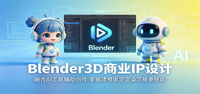 Blender3D商业IP设计：融合AI工具辅助创作，掌握建模绑定渲染可接单技能-佳佳云创网