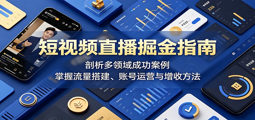 短视频直播掘金指南：剖析多领域成功案例，掌握流量搭建、账号运营与增收方法-佳佳云创网