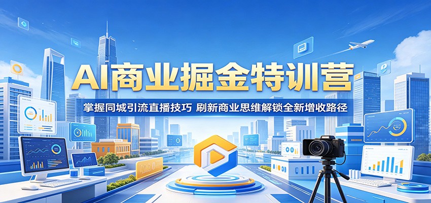 AI商业掘金特训营：掌握同城引流直播技巧，刷新商业思维解锁全新增收路径-佳佳云创网