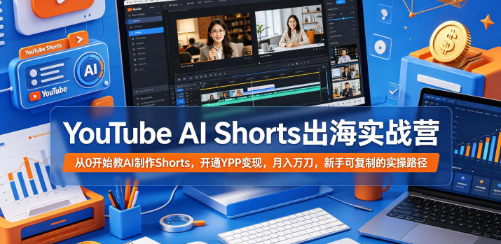 YouTube AI Shorts出海实战营，从0开始教AI制作Shorts，开通YPP变现，月入万刀，新手可复制的实操路径-佳佳云创网