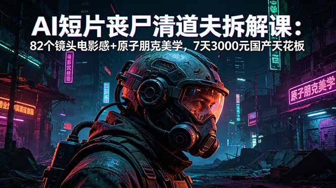 （18649期）AI短片《丧尸清道夫》拆解课：82个镜头电影感+原子朋克美学，7天3000元国产天花板-佳佳云创网