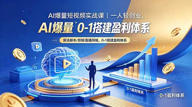 （18652期）AI爆量短视频实战课｜一人轻创业，算法脚本剪辑直播同城，0-1搭建盈利体系-佳佳云创网