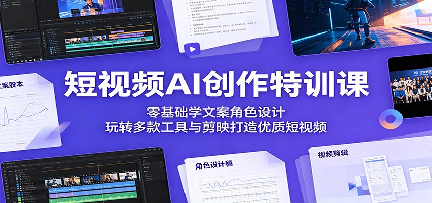 短视频AI创作特训课：零基础学文案角色设计，玩转多款工具与剪映打造优质短视频-佳佳云创网