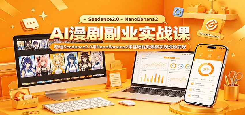 AI漫剧副业实战课：精通Seedance2.0与NanoBanana2零基础复刻爆款实现涨粉变现-佳佳云创网