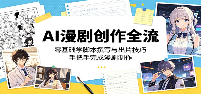 AI漫剧创作全流：零基础学脚本撰写与出片技巧，手把手完成漫剧制作-佳佳云创网