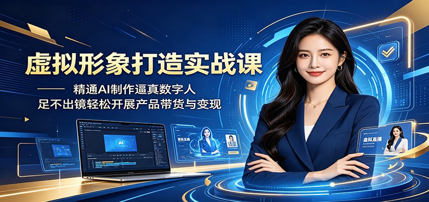 虚拟形象打造实战课：精通AI制作逼真数字人，足不出镜轻松开展产品带货与变现-佳佳云创网