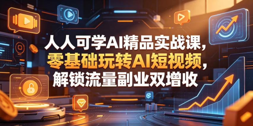人人可学AI精品实战课，零基础玩转AI短视频，解锁流量副业双增收-佳佳云创网