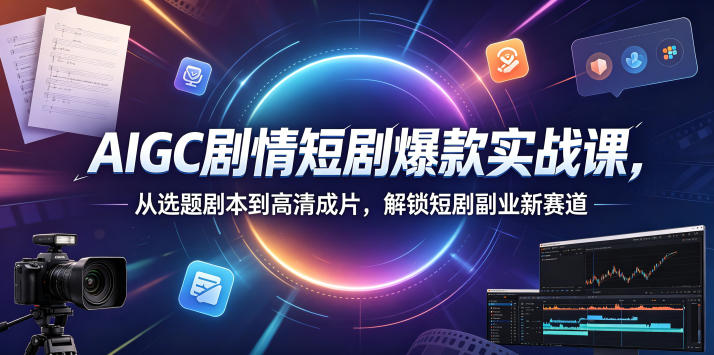 AIGC剧情短剧爆款实战课，从选题剧本到高清成片，解锁短剧副业新赛道-佳佳云创网