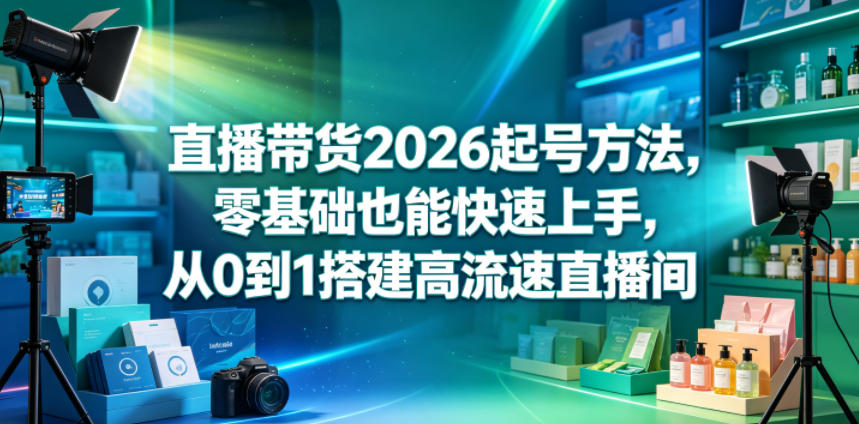 直播带货2026起号方法，零基础也能快速上手，从0到1搭建高流速直播间-佳佳云创网