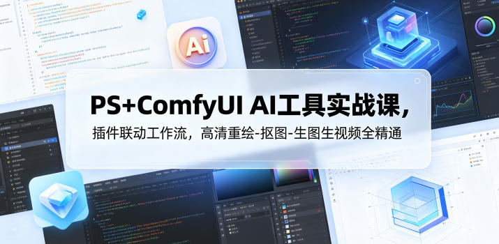 PS+ComfyUI AI工具实战课，插件联动工作流，高清重绘-抠图-生图生视频全精通-佳佳云创网