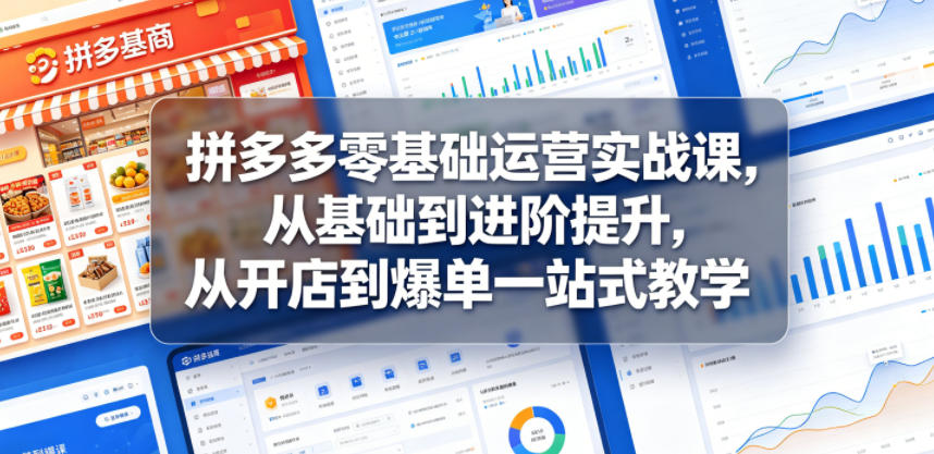 拼多多零基础运营实战课，从基础到进阶提升，从开店到爆单一站式教学-佳佳云创网