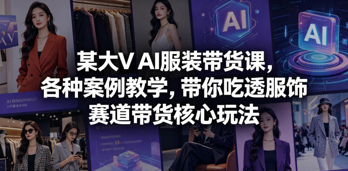 某大V AI服装带货课，各种案例教学，带你吃透服饰赛道带货核心玩法-佳佳云创网