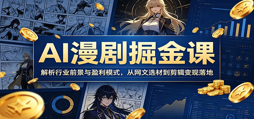 AI漫剧掘金课：解析行业前景与盈利模式，从网文选材到剪辑变现落地-佳佳云创网
