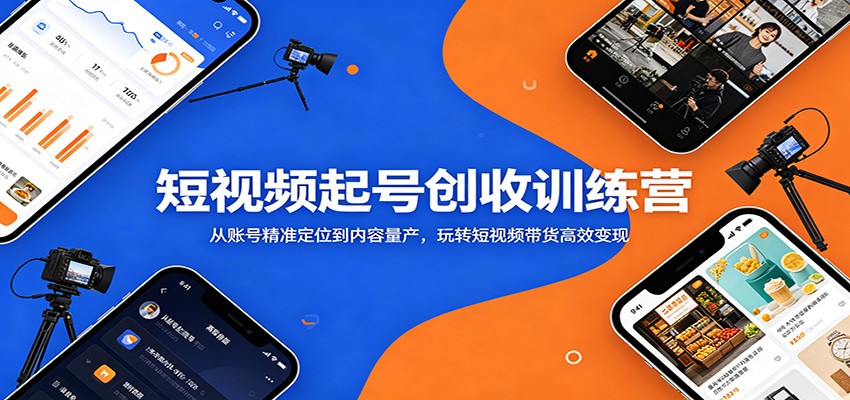 短视频起号创收训练营：从账号精准定位到内容量产，玩转短视频带货高效变现-佳佳云创网