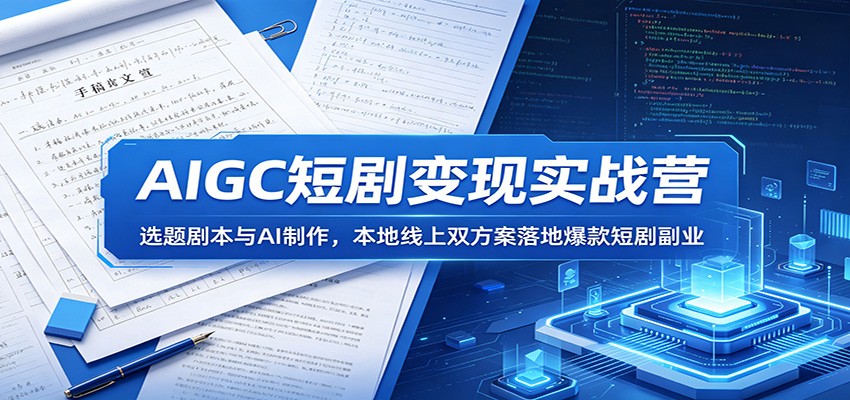 AIGC短剧变现实战营：选题剧本与AI制作，本地线上双方案落地爆款短剧副业-佳佳云创网