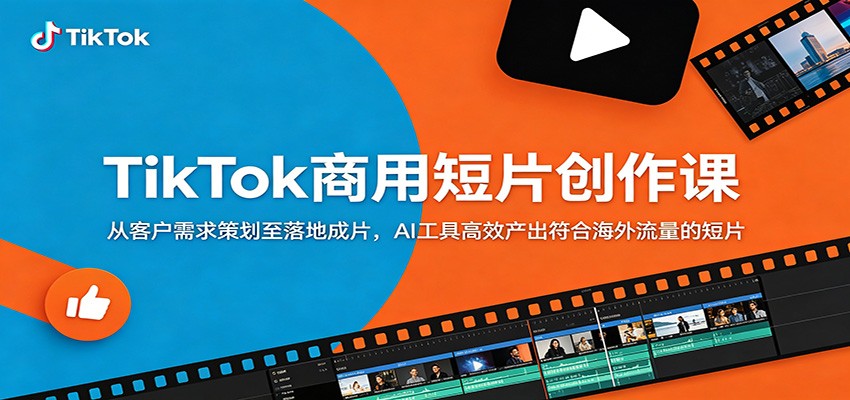 TikTok商用短片创作课：从客户需求策划至落地成片，AI工具高效产出符合海外流量的短片-佳佳云创网