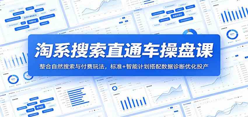 淘系搜索直通车操盘课：整合自然搜索与付费玩法，标准+智能计划搭配数据诊断优化投产-佳佳云创网