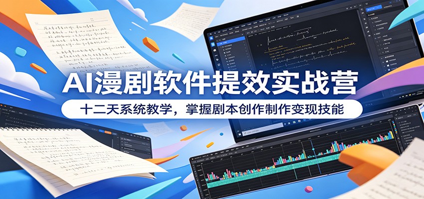 AI漫剧软件提效实战营：十二天系统教学，掌握剧本创作制作变现技能-佳佳云创网