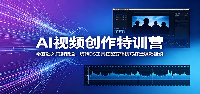 AI视频创作特训营：零基础入门到精通，玩转DS工具搭配剪辑技巧打造爆款视频-佳佳云创网