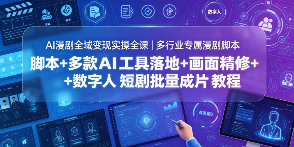 AI漫剧全域变现实操全课｜多行业专属漫剧脚本+多款AI工具落地+画面精修+数字人短剧批量成片全教程-佳佳云创网