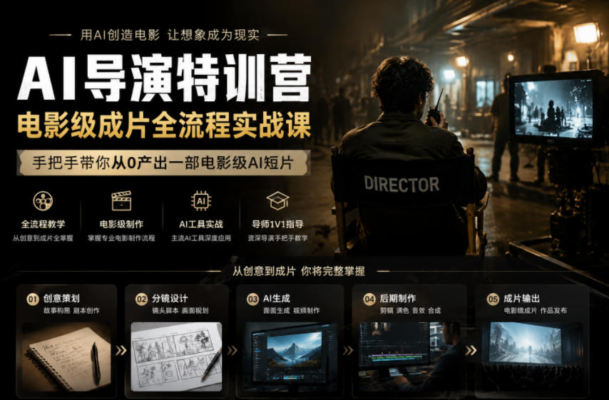 AI导演特训营，电影级成片全流程实战课，手把手带你从0产出一部电影级AI短片-佳佳云创网