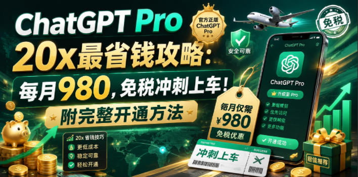 ChatGPT Pro 20x最省钱攻略：每月980，免税冲刺上车！附完整开通方法【文档】-佳佳云创网