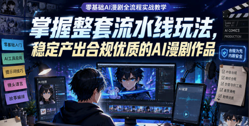 零基础AI漫剧全流程实战教学，掌握整套流水线玩法，稳定产出合规优质的AI漫剧作品-佳佳云创网