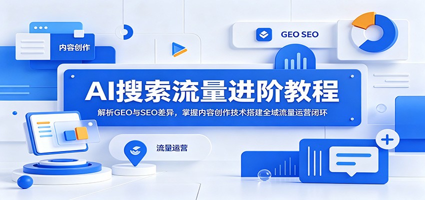 AI搜索流量进阶教程：解析GEO与SEO差异，掌握内容创作技术搭建全域流量运营闭环-佳佳云创网