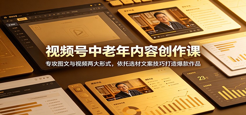视频号中老年内容创作课：专攻图文与视频两大形式，依托选材文案技巧打造爆款作品-佳佳云创网