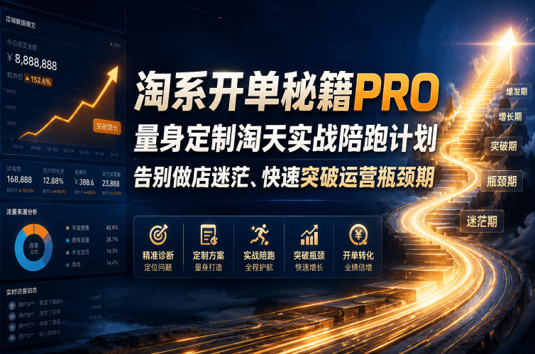 淘系开单秘籍PRO，量身定制淘天实战陪跑计划，告别做店迷茫、快速突破运营瓶颈期（2026年6月11）-佳佳云创网
