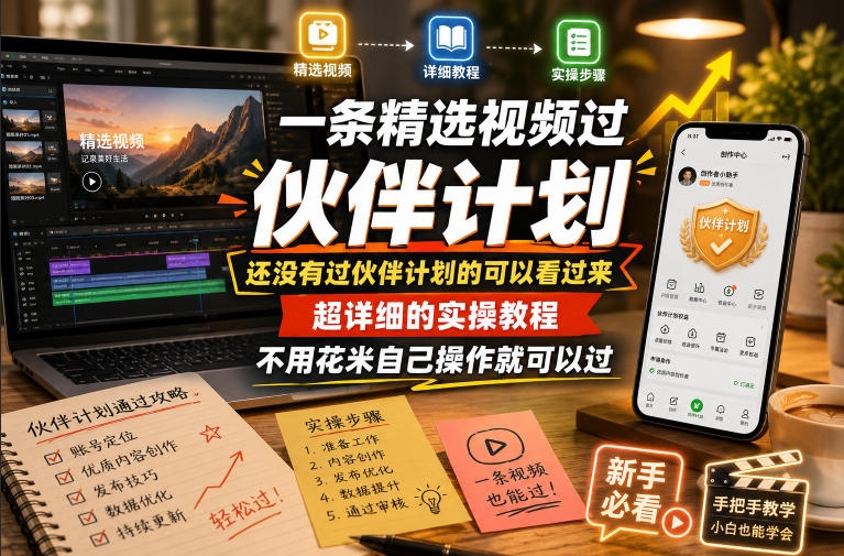 一条精选视频过伙伴计划，还没有过伙伴计划的可以看过来，超详细的实操教程，不用花米自己操作就可以过-佳佳云创网
