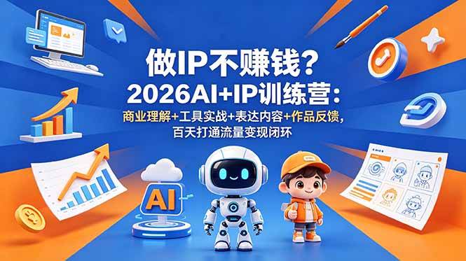 （18839期）做IP不赚钱？2026AI+IP训练营：商业理解+工具实战+表达内容+作品反馈，百天打通流量变现闭环-佳佳云创网