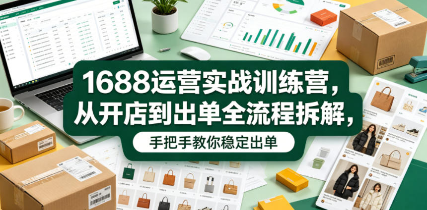 1688运营实战训练营，从开店到出单全流程拆解，手把手教你稳定出单-佳佳云创网