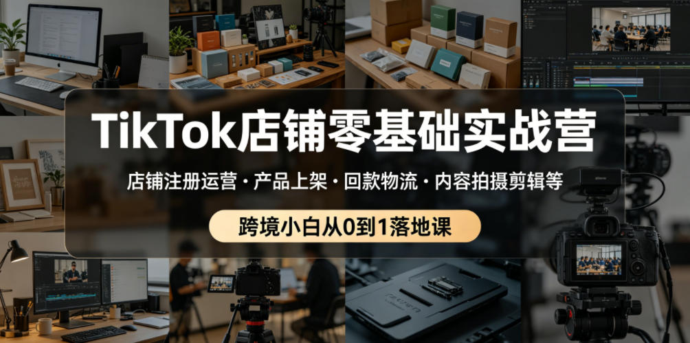 TikTok店铺零基础实战营，店铺注册运营・产品上架・回款物流・内容拍摄剪辑等 ，跨境小白从0到1落地课-佳佳云创网